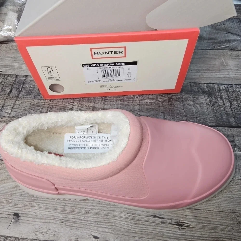 Hunter Big Kids sherpa shoes Hibiscus Pink Size 4 Eu 34